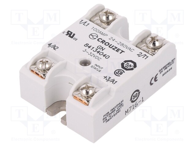 Relay: solid state; Ucntrl: 3÷32VDC; 100A; 24÷280VAC