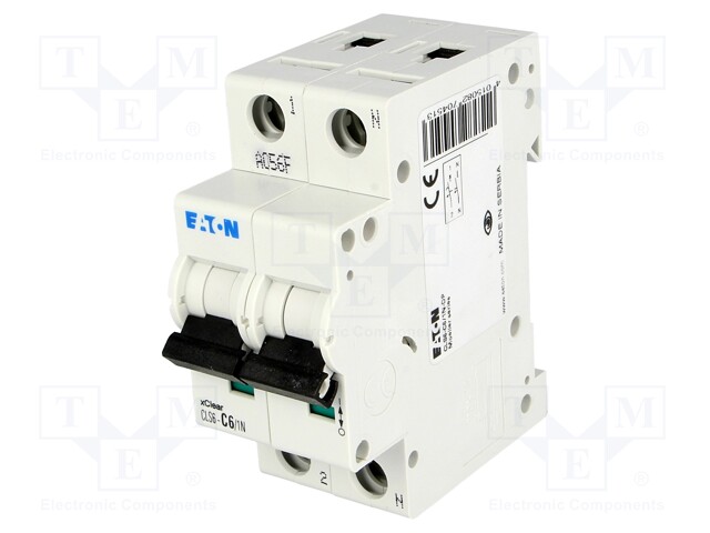 Circuit breaker; 230VAC; Inom: 6A; Poles: 1+N; DIN; Charact: C; 6kA