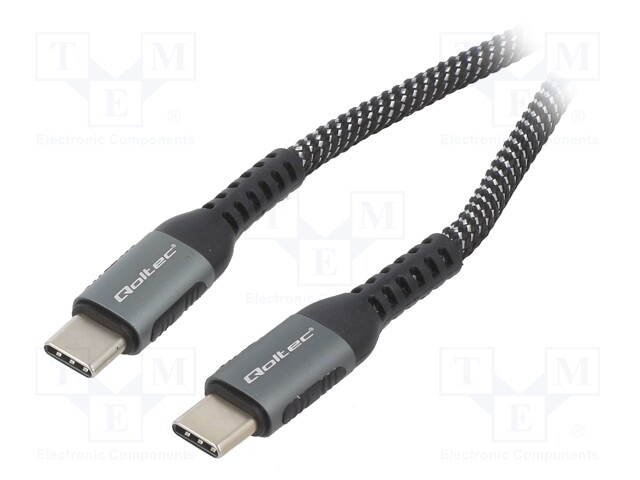 Cable; USB 2.0; USB C plug,both sides; 1.5m; black-white; 480Mbps