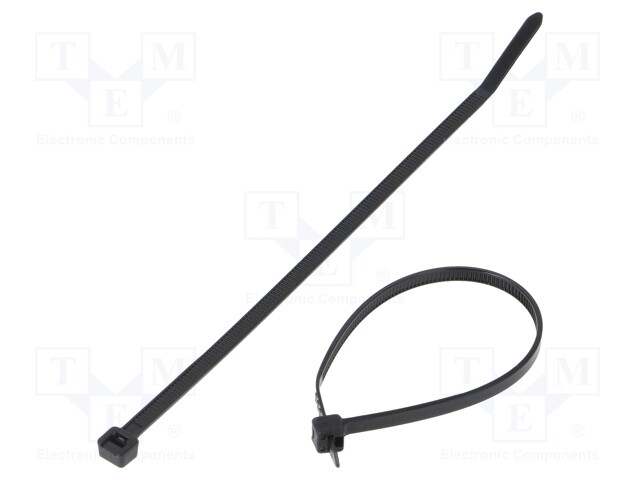 Cable tie; L: 142mm; W: 3.6mm; polyamide; 178N; black; Ømax: 35mm