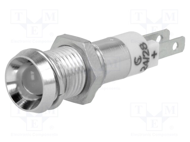 Indicator: LED; recessed; 24÷28VDC; Cutout: Ø8.2mm; IP67; metal