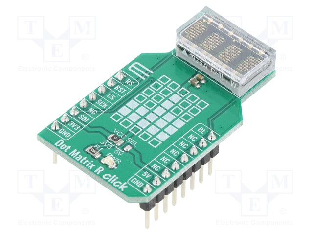 Click board; LED matrix; GPIO,SPI; HCMS-3906; 3.3/5VDC