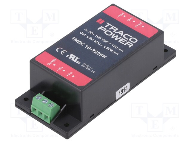 Converter: DC/DC; 10W; Uin: 80÷160V; Uout: 24VDC; Uout2: -24VDC; 69g