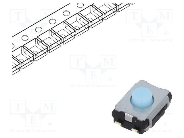 Microswitch TACT; SPST; Pos: 2; 0.02A/15VDC; SMT; none; 2.5mm; blue