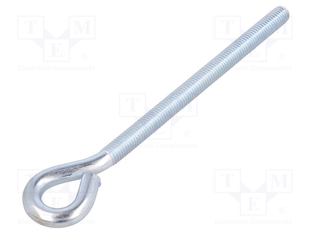 Hook; ring; steel; zinc; Thread len: 132mm; Overall len: 180mm