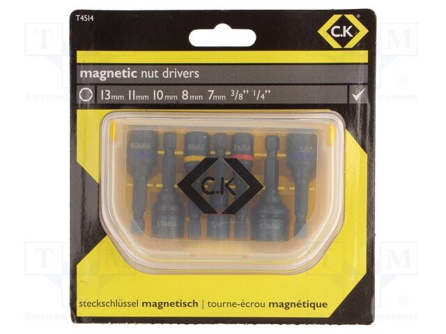 Kit: screwdriver bits; Pcs: 7; hex socket; Mounting: 1/4" (E6,3mm)