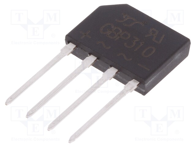 Single-phase bridge rectifier; Urmax: 1kV; If: 3A; Ifsm: 90A; GBP