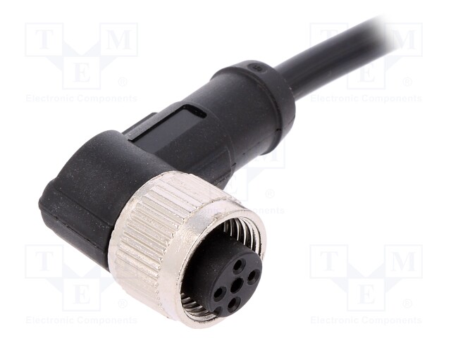 Connection lead; M12; PIN: 4; angled; 2m; plug; 250VAC; 4A; -25÷80°C