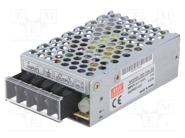 Converter: DC/DC; 15W; Uin: 9.2÷18V; Uout: 24VDC; Iout: 0.625A; 180g