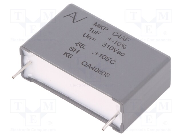 Capacitor: polypropylene; 1uF; ESR: 13.4mΩ; C4AF; THT; ±10%; 310VDC