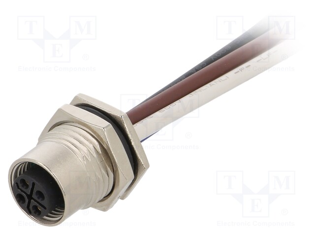Socket; M12; PIN: 4; female; S code-Power; cables; IP67; 12A; 1.5mm2