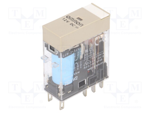 Relay: electromagnetic; DPDT; Ucoil: 12VDC; 5A/250VAC; 5A/30VDC