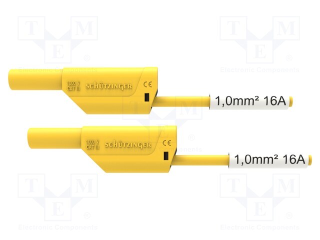 Test lead; 16A; banana plug 4mm,both sides; Urated: 1kV; Len: 0.5m