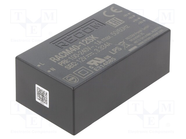 Power supply: switched-mode; open; 40W; 120÷370VDC; 80÷264VAC