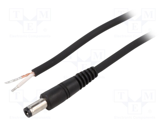 Cable; wires,DC 5,5/2,5 plug; straight; 0.75mm2; black; 1.5m