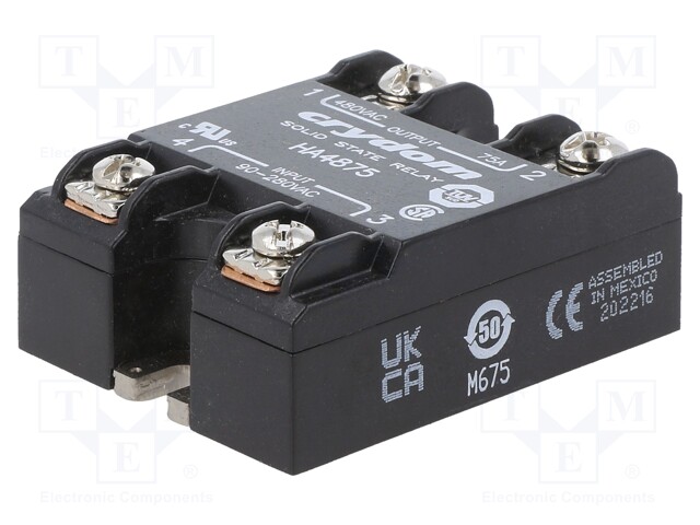 Relay: solid state; Ucntrl: 90÷280VAC; 75A; 48÷530VAC; -40÷80°C