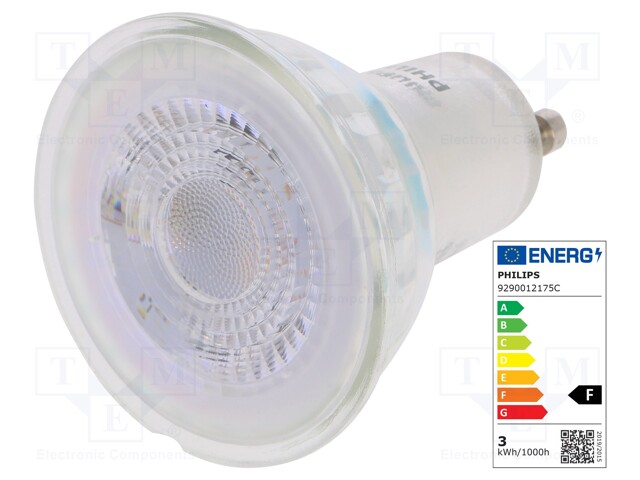 LED lamp; warm white; GU10; 230VAC; 215lm; 2.7W; 36°; 2700K