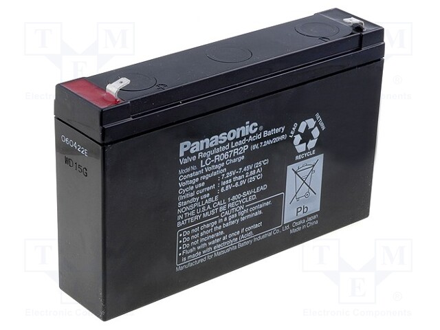 Re-battery: acid-lead; 6V; 7.2Ah; AGM; maintenance-free