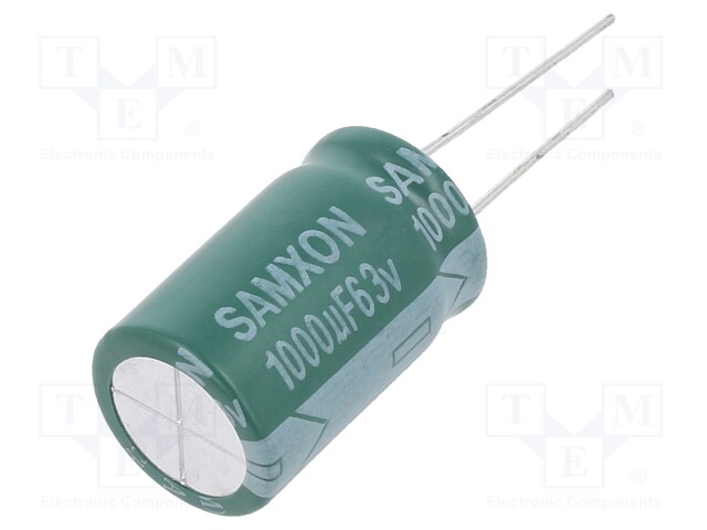 Capacitor: electrolytic; low impedance; THT; 1000uF; 63VDC; ±20%