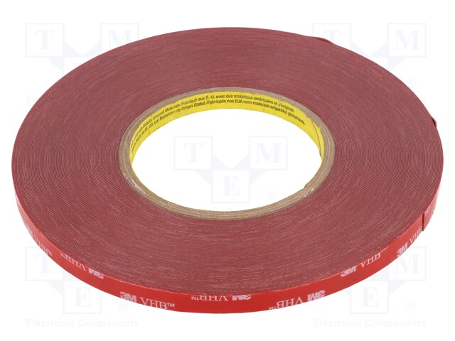 Tape: fixing; W: 9mm; L: 33m; D: 0.4mm; acrylic; grey; max.120°C