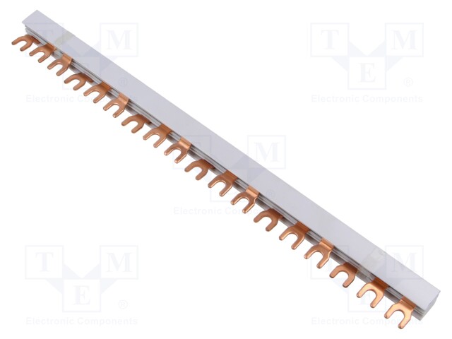 Busbar; 12mm2; Poles: 3; Urated: 400V; 80A; fork; Pitch: 17.8mm; PVC