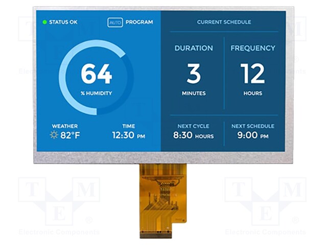 Display: TFT; 7"; 1024x600; Illumin: LED; Dim: 164.9x100x5.65mm