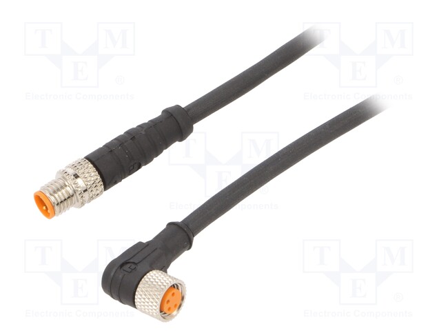 Connection lead; M8; PIN: 4; 2m; plug; 50VAC; 4A; -25÷80°C; IP67