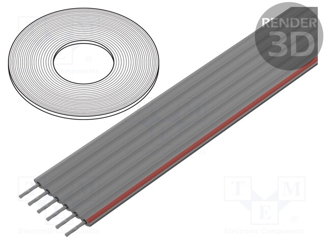 Wire: ribbon; 1mm; stranded; Cu; 6x28AWG; PVC; grey