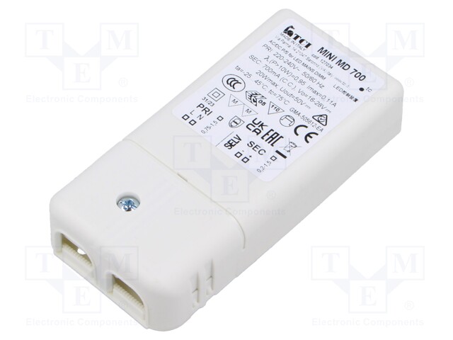 Power supply: switched-mode; LED; 16÷28VDC; 700mA; 220÷240VAC