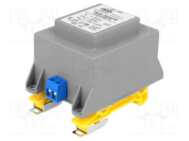 Transformer: encapsulated; 25VA; 230VAC; 15V; 1.67A; Mounting: DIN