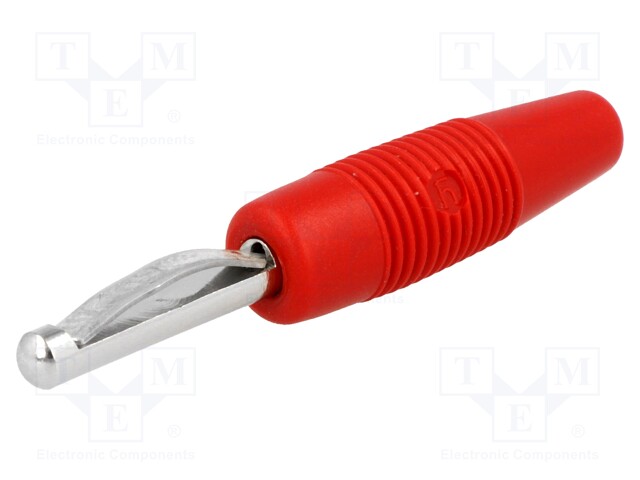 Plug; 4mm banana; 30A; 60VDC; red; 3mΩ; 2.5mm2; Contacts: brass; 51mm