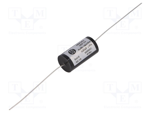 Capacitor: polypropylene; 0.82uF; 600VDC; ±2%; Ø14x33mm; -25÷85°C