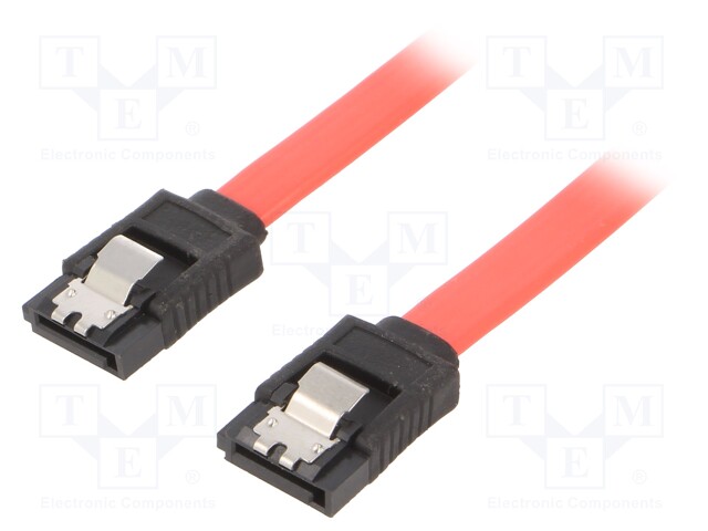 Cable: SATA; SATA plug,both sides; 0.5m; SATA III; red