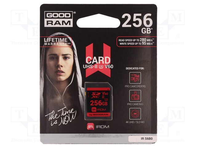 Memory card; IRDM; SD XC; 256GB; Read: 280MB/s; Write: 95MB/s