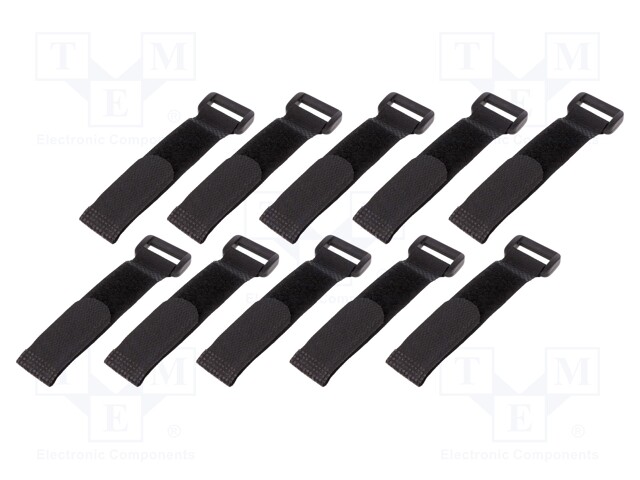 Velcro tie; L: 150mm; W: 20mm; polyamide; black; UL94V-2; Pcs: 10