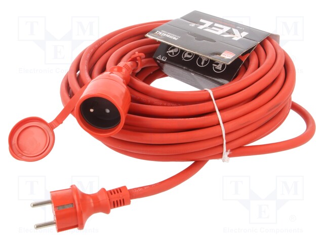 Extension lead; Sockets: 1; rubber; red; 20m; 16A; PROFESSIONAL