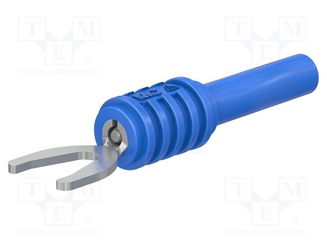 Plug; 8,2mm fork; 20A; blue; 56mm; Plating: nickel plated