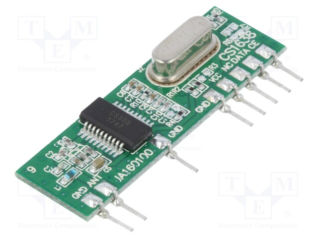 Module: RF; AM receiver; ASK,OOK; 433.92MHz; -108dBm; 2.2÷5.2VDC