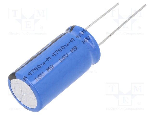 Capacitor: electrolytic; 4.7mF; 16VDC; Ø16x31mm; Pitch: 7.5mm; ±20%