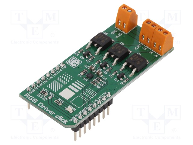 Click board; RGB LED strip driver; I2C; NCP5623B; 3.3/5VDC