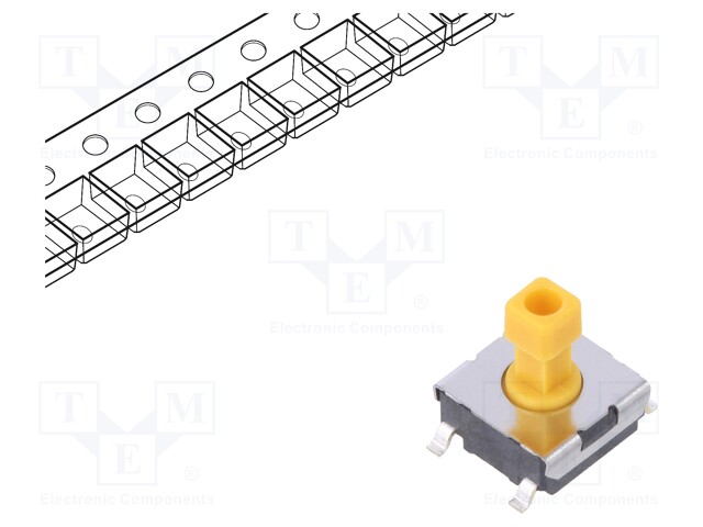 Microswitch TACT; SPST-NO; Pos: 2; 0.05A/24VDC; SMT; none; 1.47N