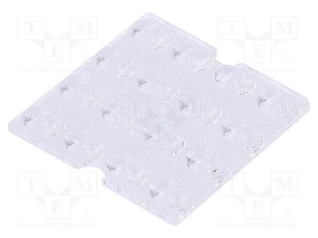 LED lens; square; Mat: PMMA plexiglass; transparent; H: 4.3mm