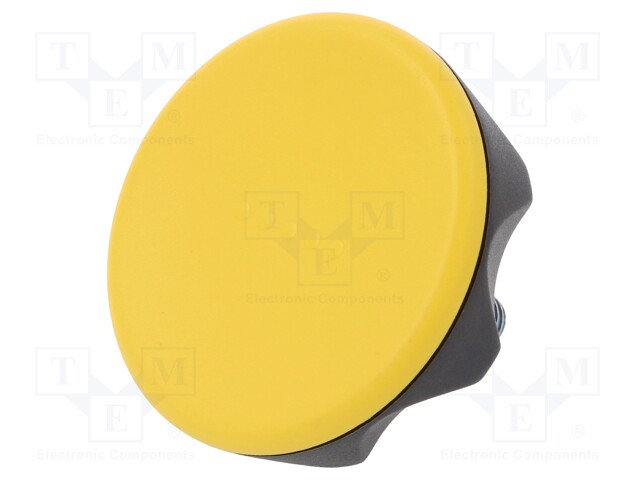 Knob; Dia: 56mm; M8; 20mm; technopolymer (PA); black; Cap: yellow