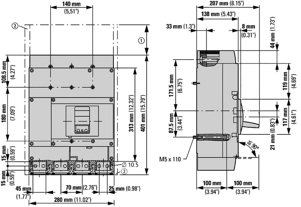 Switch-disconnector; Poles: 4; DIN; 1000A; IP20; 1000VDC