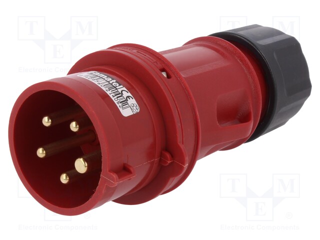 Connector: AC supply 3-phase; plug; male; 16A; 380/415VAC; IP44