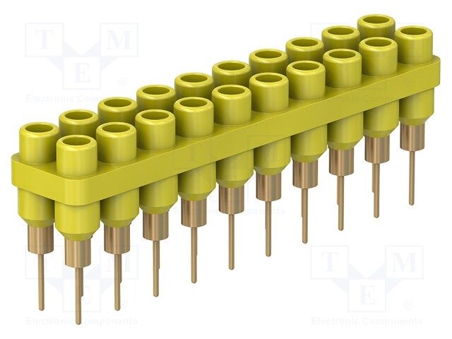 Socket strip; Connector: 2mm banana; yellow; 60VDC; 10A; 30VAC