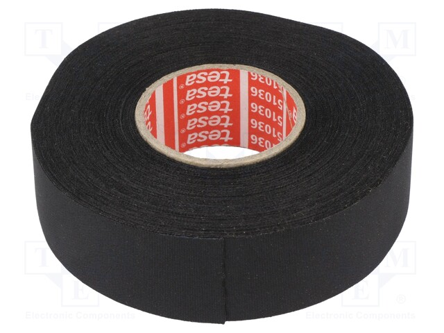 Fabric tape; PET wool; W: 25mm; L: 25m; black