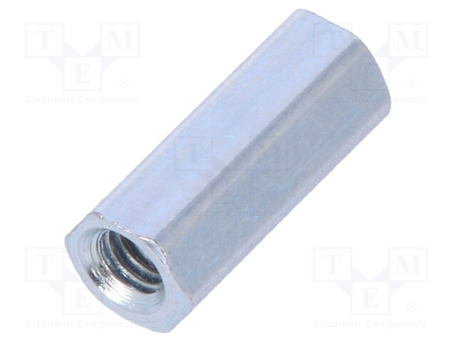 Screwed spacer sleeve; Int.thread: M2,5; 10mm; hexagonal; steel