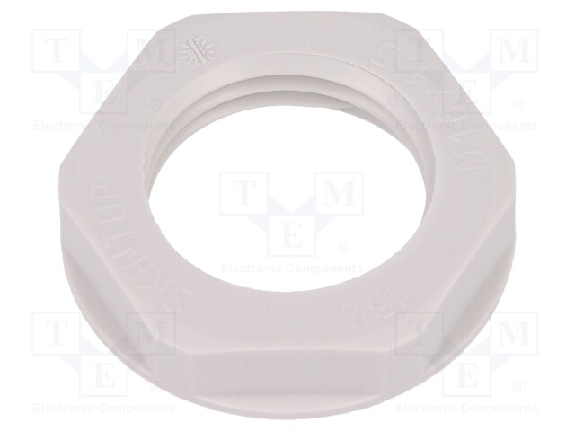 Nut; M16; polyamide; UL94V-2; 22mm; light grey; -20÷100°C