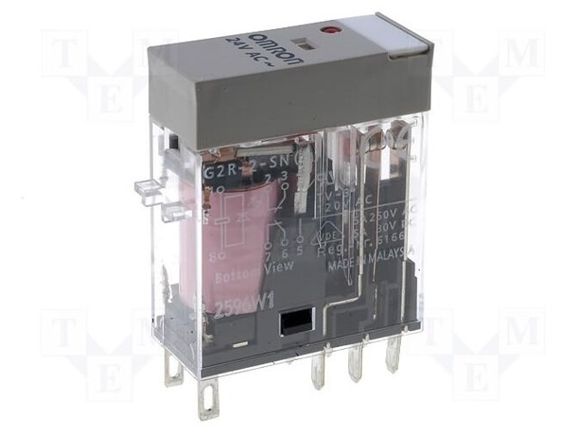 Relay: electromagnetic; DPDT; Ucoil: 12VAC; 5A/250VAC; 5A/30VDC